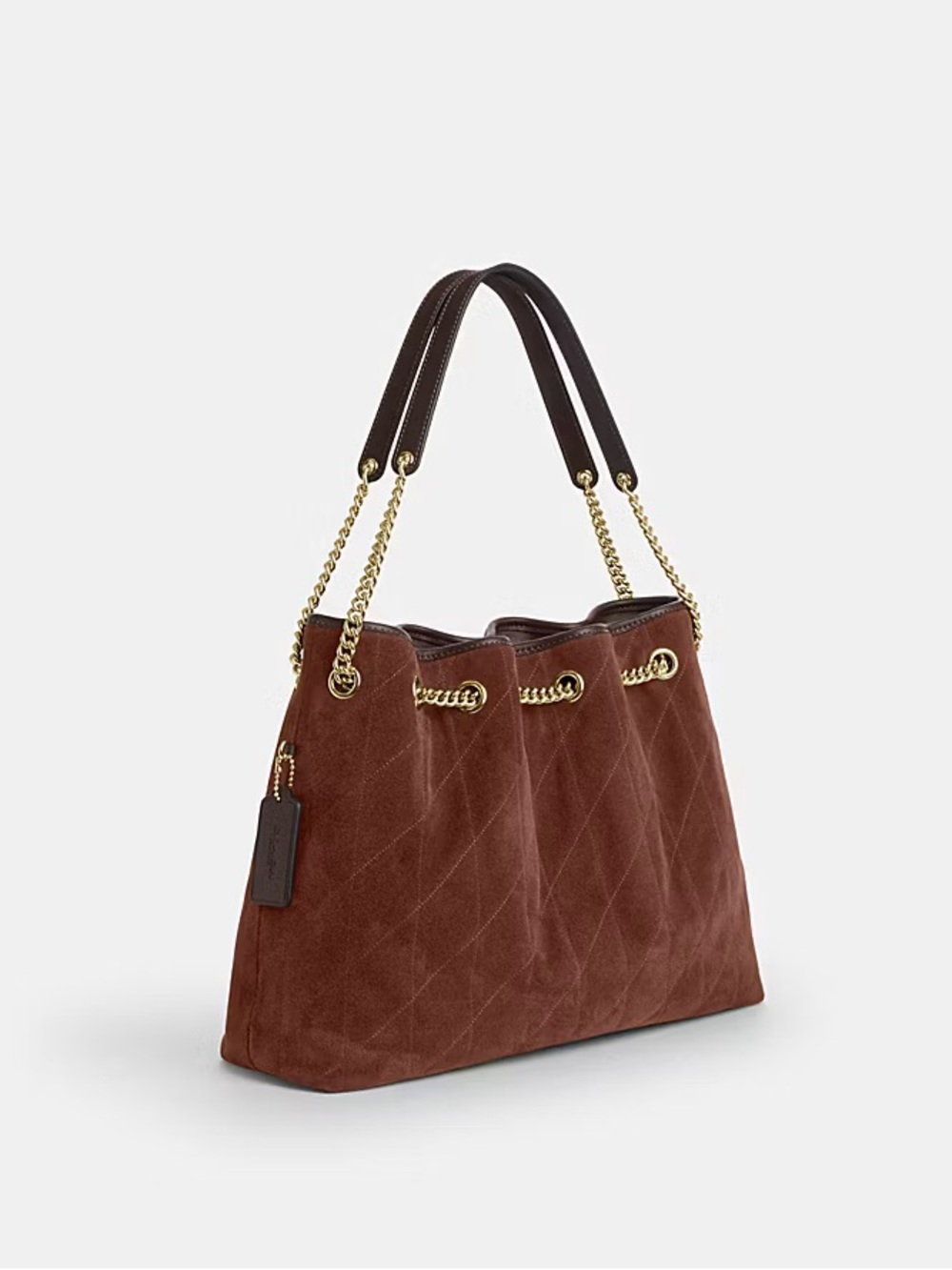 NWT Coach Evelyn Shoulder Bag With Quilting Suede with Gold Chain Trim - Picture 3 of 16